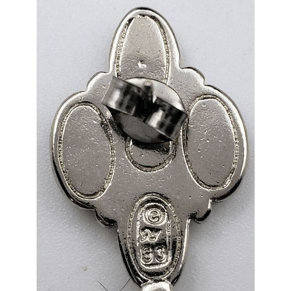 Silver-tone and Turquoise/Red Diamond Star w/Feathers Earrings - 2" inches - Picture 4 of 4